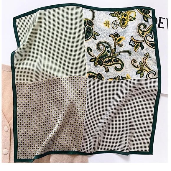 Green Paisley Silk Scarf - Picture 1 of 6